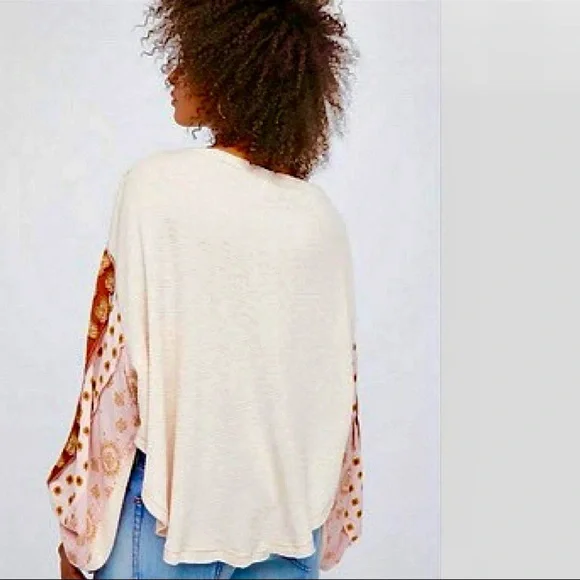 Free People Blossom Patchwork Sleeve Thermal Top - Picture 4 of 8
